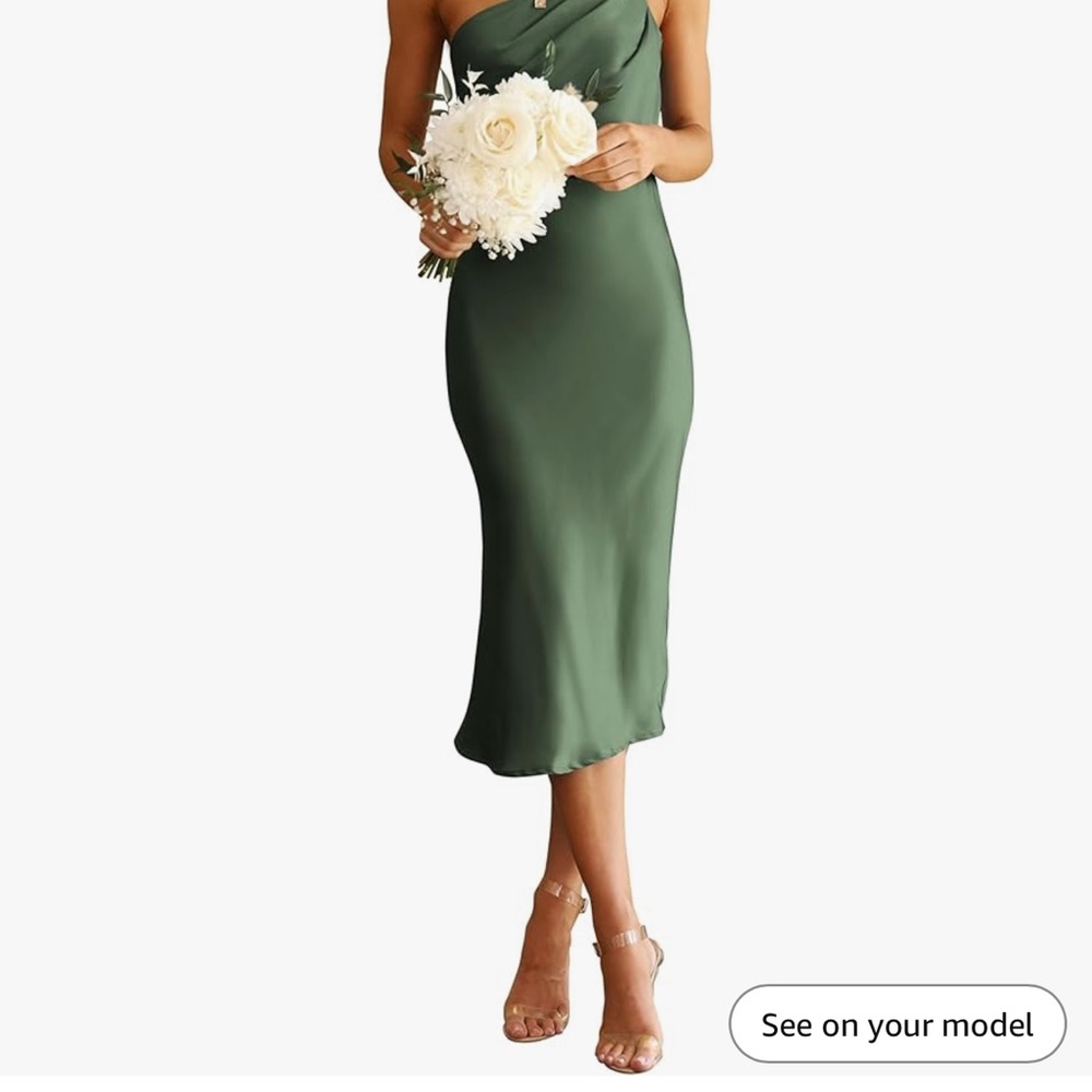 Amazon Green One Shoulder Sheath Dress Slit